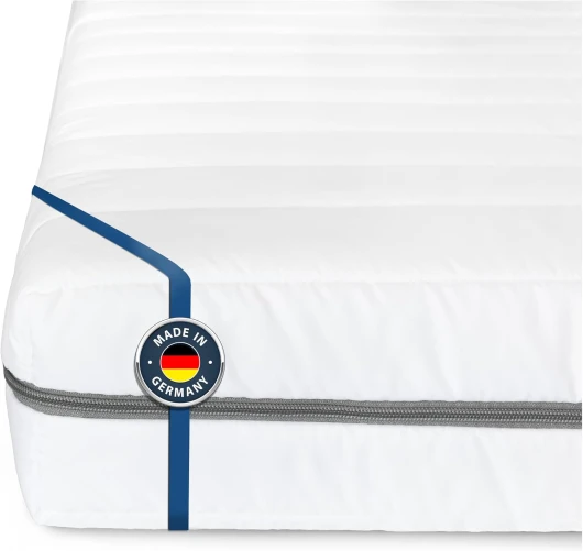 BMM Matelas 100x190 cm Classique XXL, degré de dureté H4 Extra Ferme/Matelas en Mousse Froide certifié Öko-Tex/Ergonomique, 7 Zones, épaisseur 12 cm/Matelas fabriqué en Allemagne - 100 x 190 cm H4