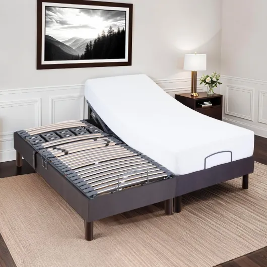LITERIE - Jeu de 2 sommiers électriques Athena 2x80x200 cm - Lattes & Plots 80 x 200 cm Gris Anthracite