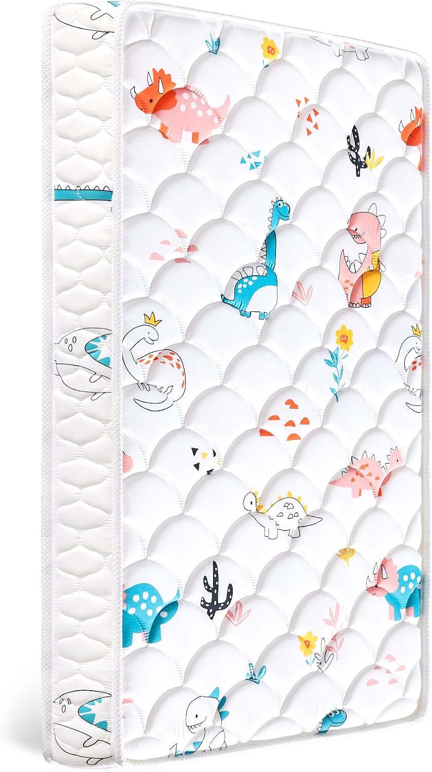 Ours à bulles Matelas pour Lit d'enfant et Matelas pour Tout-Petit 80 x 160 x 13cm Matelas bébé Baby, Tissu Microfibre Doux de Haute qualité, Absorbant l'humidité et perméable à l'air Dinosaures 80X160X13cm
