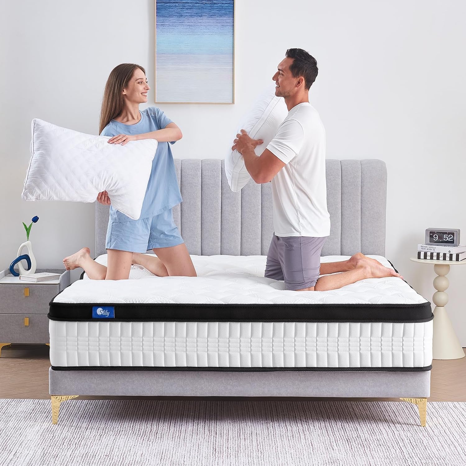 Matelas 160 x 200, Épaisseur 26cm Matelas avec Ressorts Ensachés en Mousse à Mémoire de Forme Haute Densité, H4 Dureté Moyenne, Respirantt Soutien 7 Zones, Certifié Oeko-Tex 26CM 160 x 200 x 26 cm