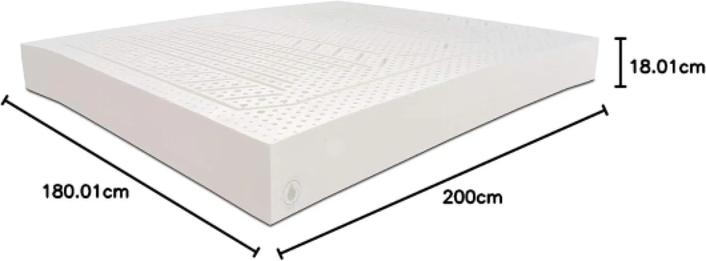 Matelas 2 places en latex naturel, plaque H 16 cm, revêtement déhoussable en Silver Safe, anti-acariens, respirant, coussin savon à mémoire de forme inclus, 7 zones à portance différenciée, dimensions 180 x 200 x 18 cm - 180 x 200 cm Blanc