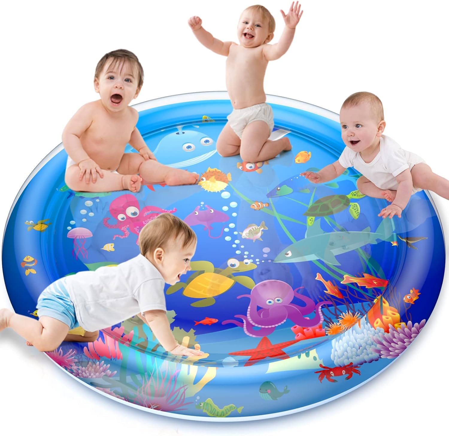 100 * 100cm Tapis D'eau Gonflablede Bébé,GOLDGE Tapis de Jeu en PVC Imperméable,Énorme Centre d'Activité Amusante Doux et Confortable,Rempli d'eau pour Les Bébés