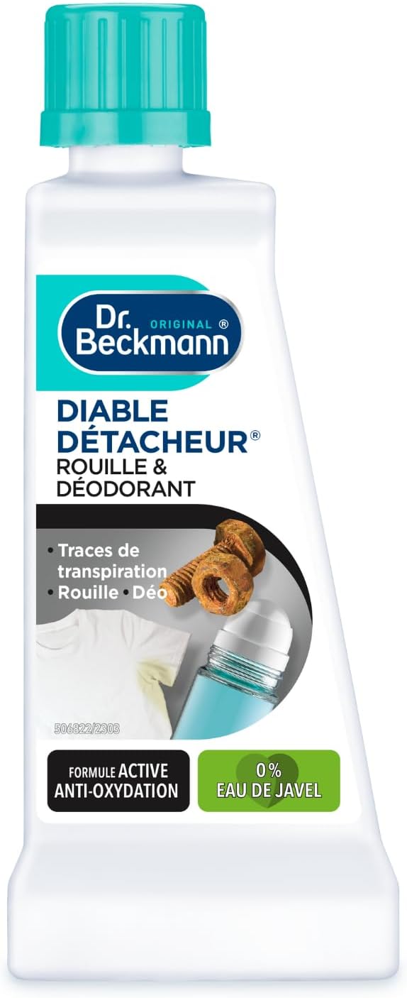 Dr - Beckmann -spécifique Diable Détacheur taches de Rouille & Déodorant 50 ml - Détachant pour traces de transpiration - Formule active anti-oxydation - Lot de 3, Non parfumé