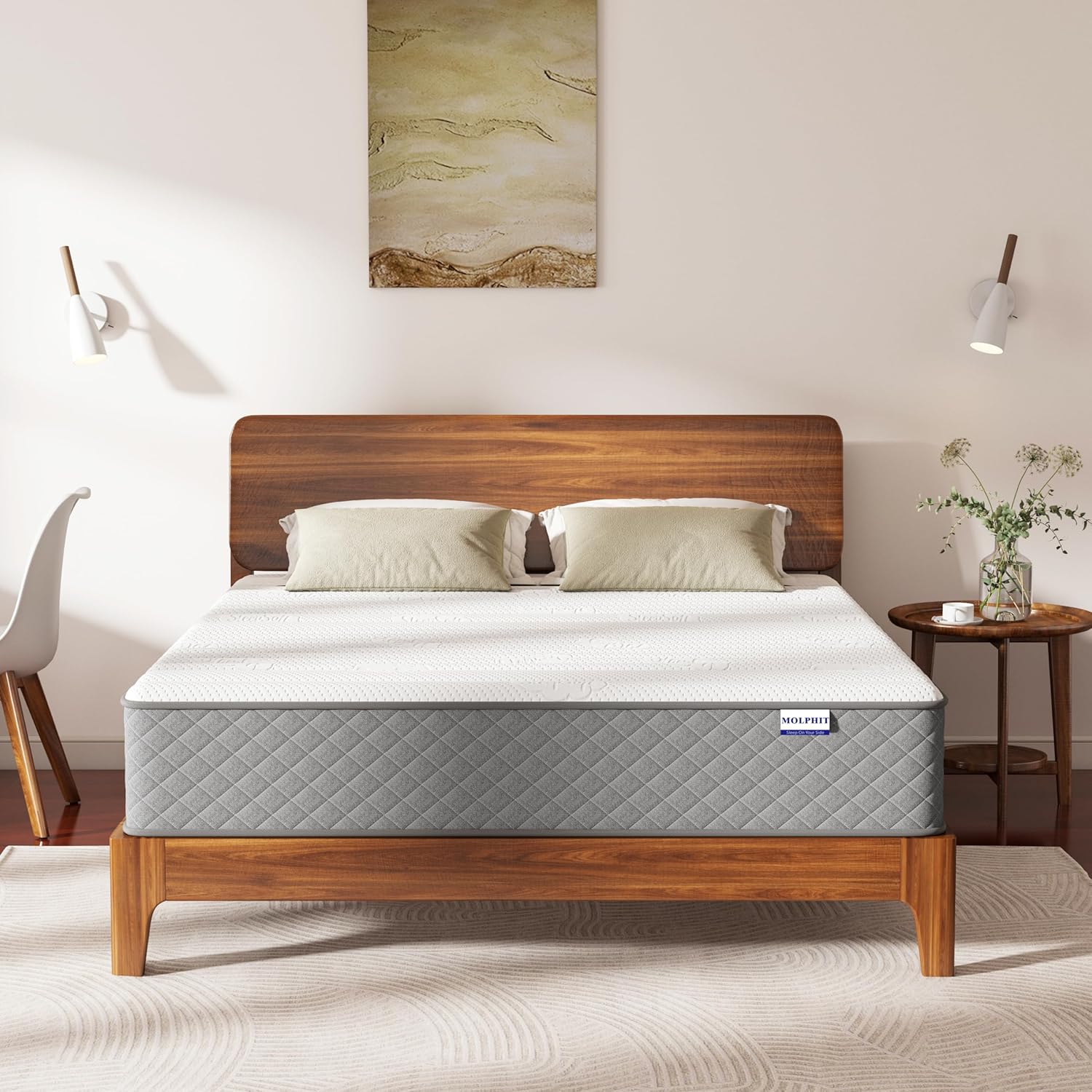 MOLPHIT Matelas 140x200 Épaisseur 25cm, Matelas Hybride à Ressorts Ensachés Indépendant en Mousse à Mémoire de Forme, Matelas 7 Zones Ergonomique, Matelas 2 Personnes Moyenne Ferme H3