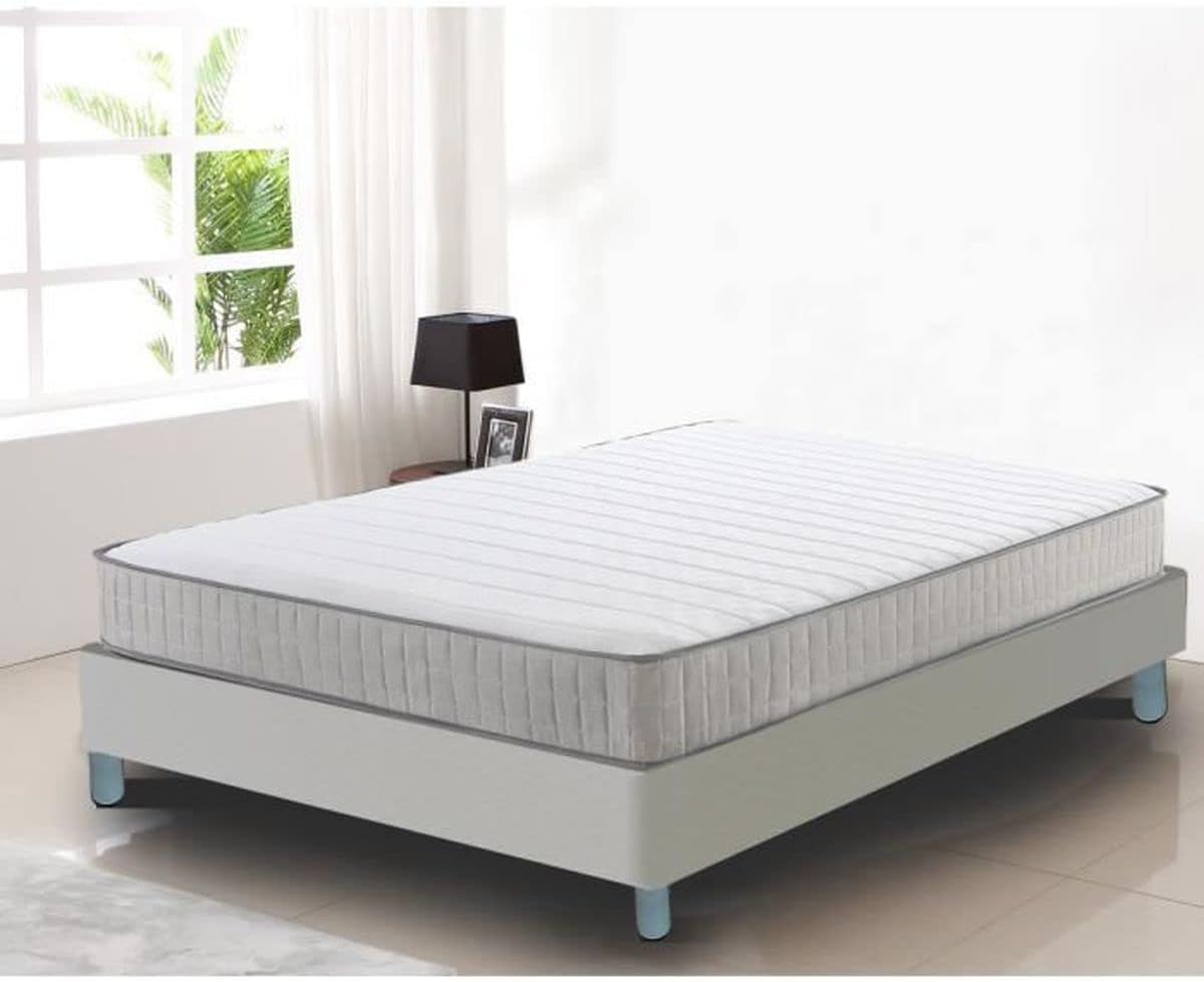 Lit 140 x 190 avec Sommier et Matelas pour Lit - 2 Colis - Matelas 140x190 memoire de Forme - Sommier Tapissier 140x190 avec Pieds 140x190+SommierTapissier