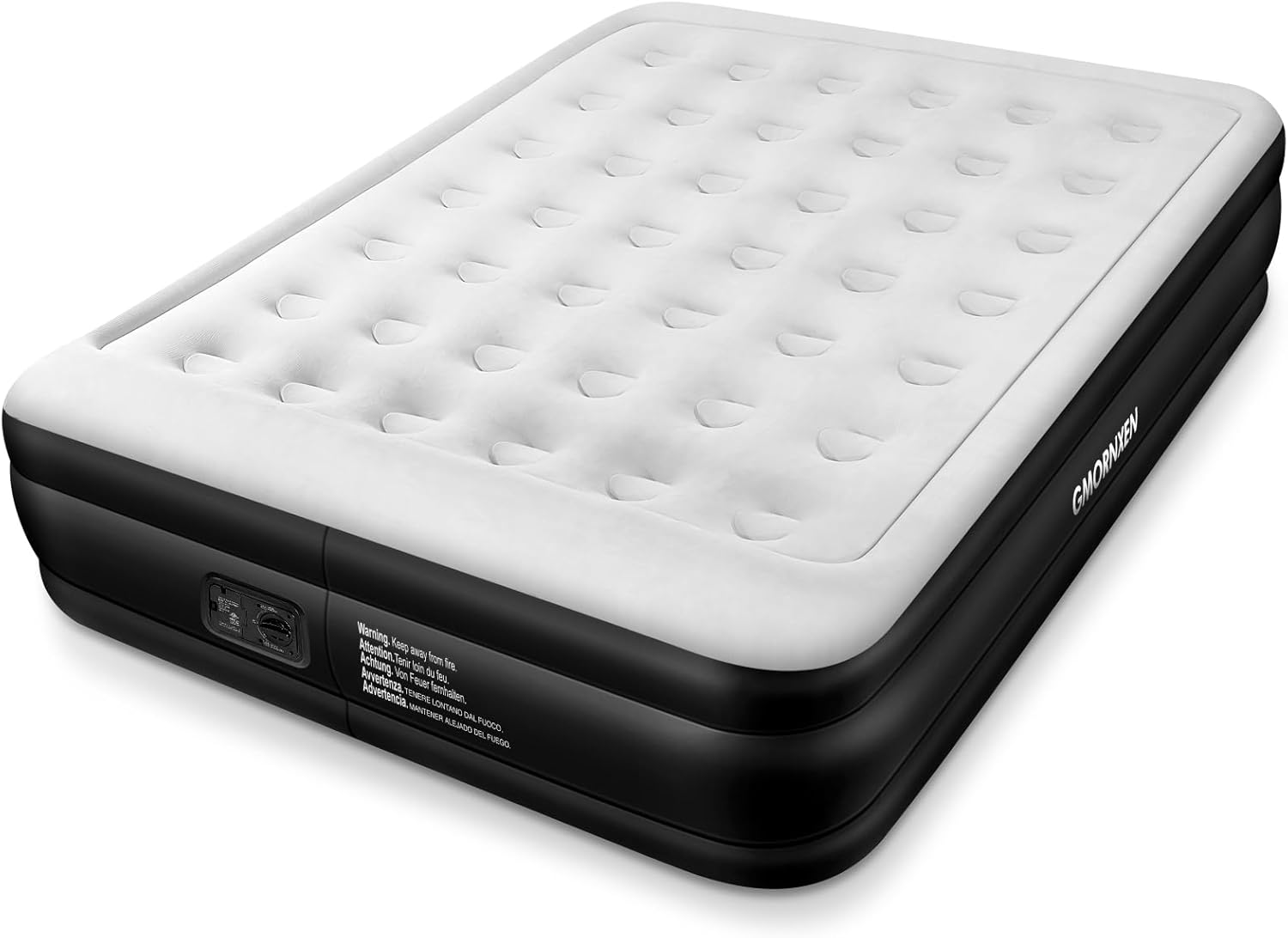 Gmornxen Matelas Gonflable 2 Personnes 203 x 157 x 47 cm, Lit Gonflable avec Pompe Électrique Intégré et Sac de Rangement, Matelas Pneumatique pour Invités Voyages à Domicile Portable