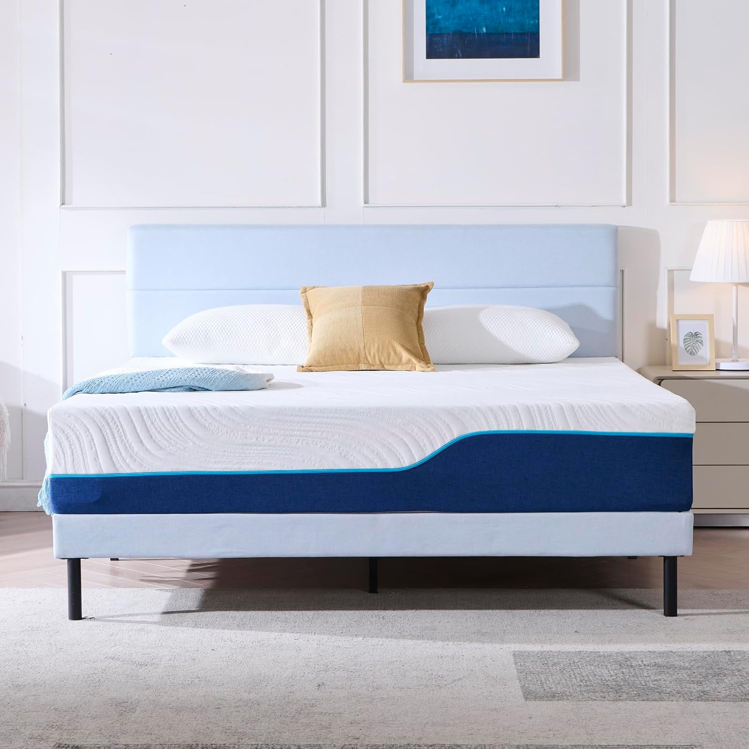 Hiimgo Matelas 90x190 Orthopédique Antibactérienne et Soutien Parfait 7 Zone Hauteur 20 cm Haute Densité éponges Réversible Mémoire de Forme Matelas(90x190x20)