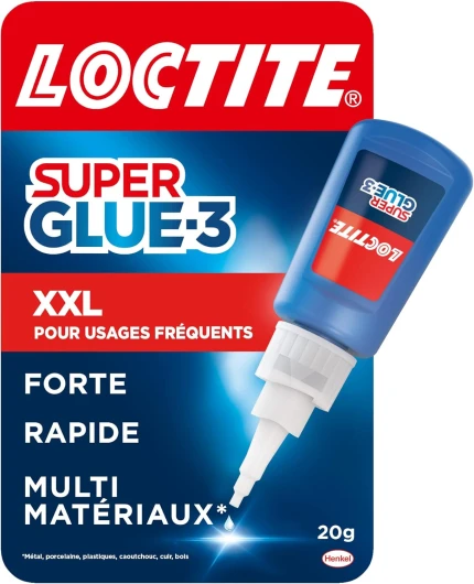 Super Glue-3 - XXL (flacon de 20 g) – Colle forte grand format pour usages fréquents – Colle liquide à séchage immédiat – Colle transparente multi-matériaux