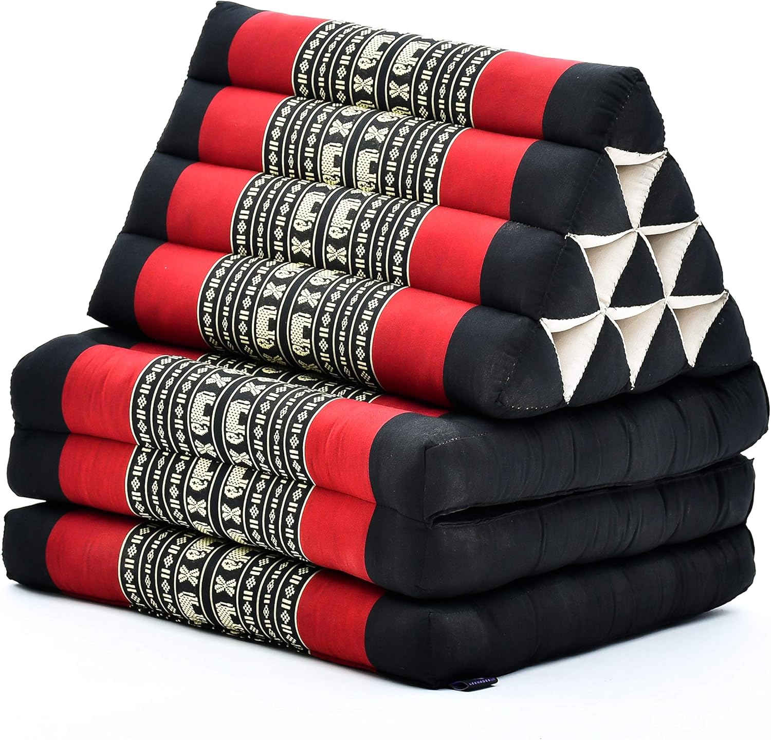 Matelas Pliable Confortable avec Coussin Lecture, Futon Japonais, Chaise De Sol Ou Pouf Lit Thaï 170 x 53 cm, Noir Rouge 3 Segments de siège Sf13 - Rouge, Noir