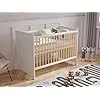Love For Sleep Lit Bebe Evolutif 120x60cm Transformable avec Barrière de Sécurité Pin Blanc Tokyo lit evolutif Bebe en Bois Lit évolutif Enfant - Baby Bed, lit Bebe Fille, garçon