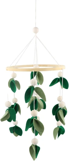 Mobile lit bébé, Cloche de lit de bébé, Carillon à vent en bois pour bébé mobile, Cloche de lit suspendue en bois de feuilles 3D, Perles En Bois Carillon Éolien Cadeau pour bébés filles garçons