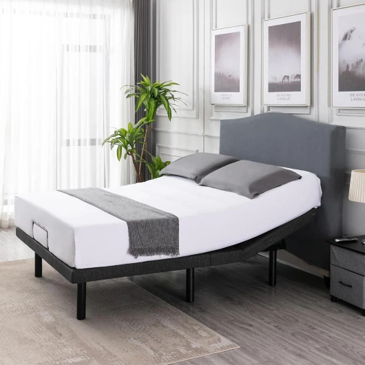 S*MAX Sommier électrique 140x200 de Relaxation Deux Moteurs Deux Ports USB Télécommande sans Fil Veilleuse Dégagement zéro Gravité Lit Double Electrique Inclinaison de la tête et des Pieds