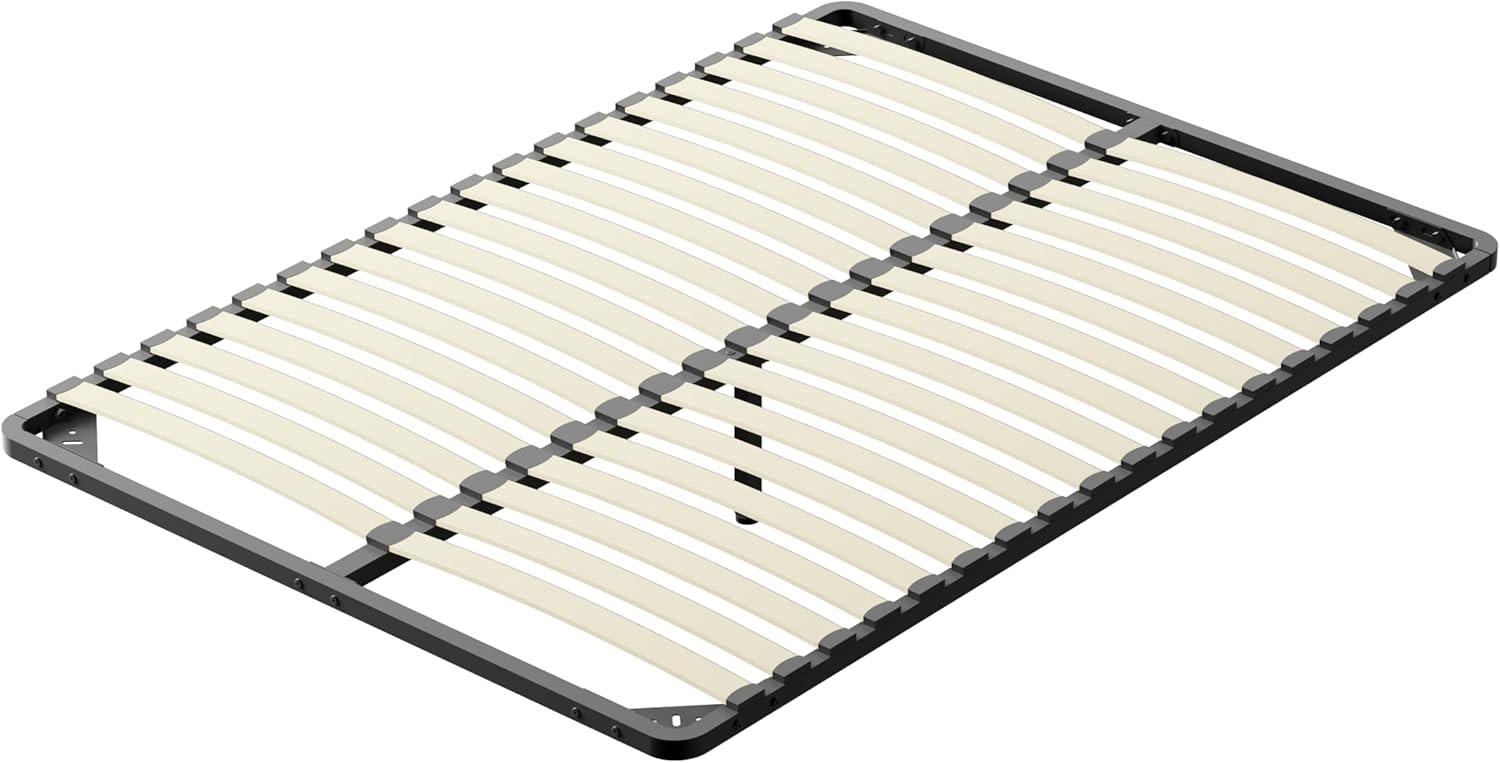 Sommier 2x18 Lattes - Lit avec Sommier à Lattes sans Pieds et avec 1 Pied Ajustable - sans Box-Spring - Livré en 2-5 Jours (140x190cm)