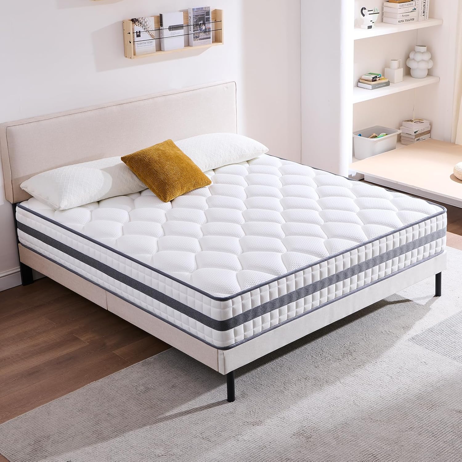 Twirest Matelas 160x200x22 cm Matelas Hybride en Mousse à mémoire de Forme à Ressorts ensachés,Durable et Doux pour la Peau, Durable et Respirant (160x200x22)