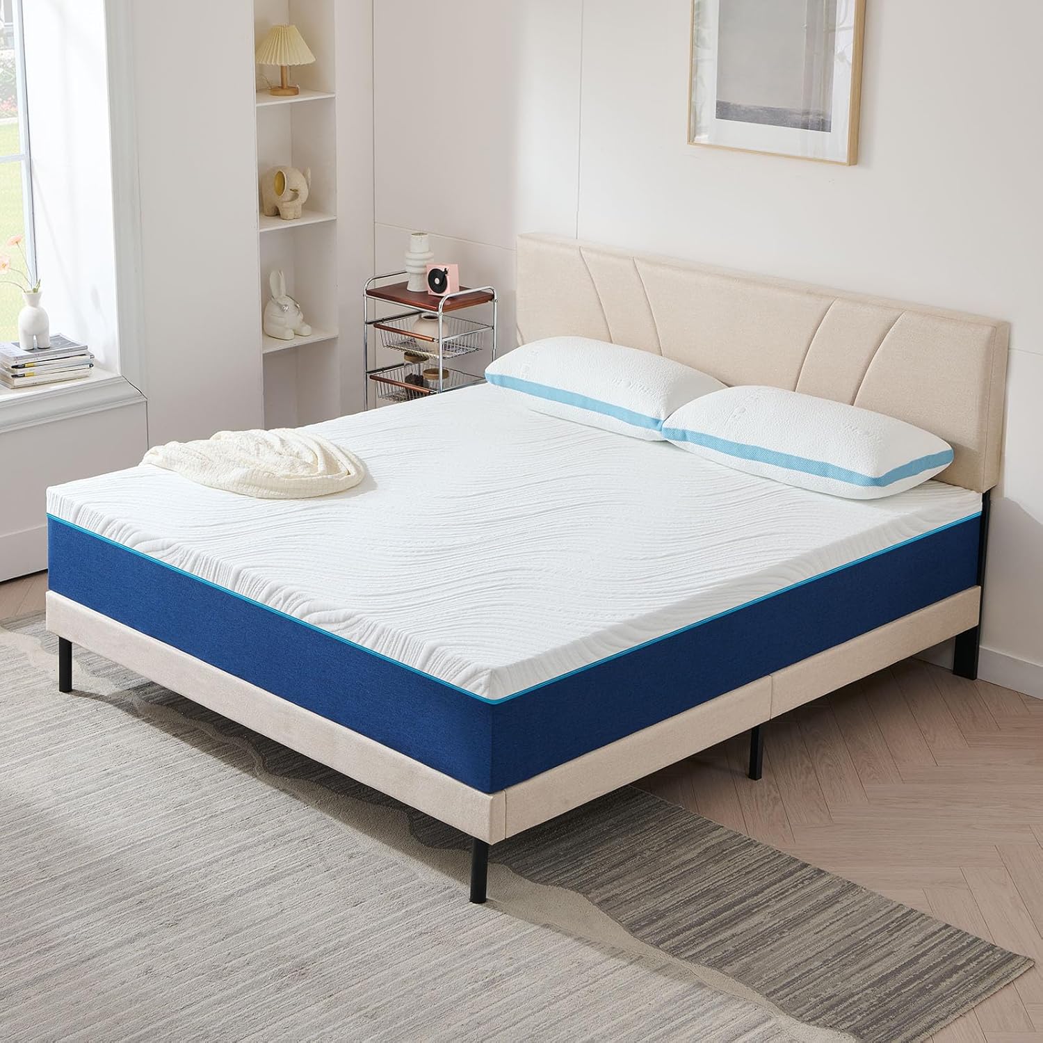 Hiimgo Matelas 180x200 Épaisseur 20 cm,Matelas en Mousse à Mémoire de Forme, Fermeté Moyenne,7 Zones de Confort, Soutien Parfait, Réversible à Deux Faces Utilisables