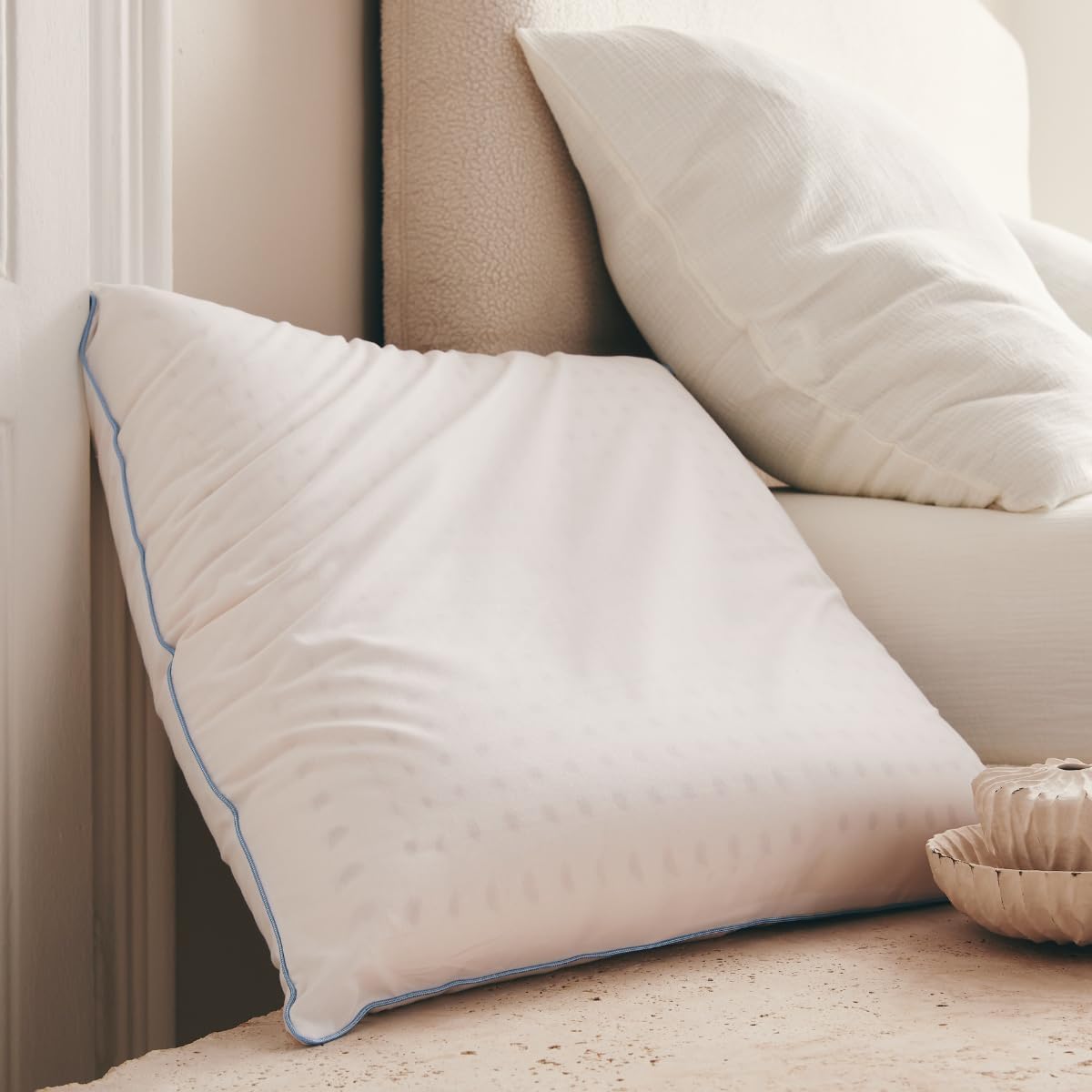 Oreiller 60x60 cm - Oreiller Latex - Carré - Soutien Optimal - Pratique Déhoussable - 100% Latex - Enveloppe 100% Percale de Coton - Respirant