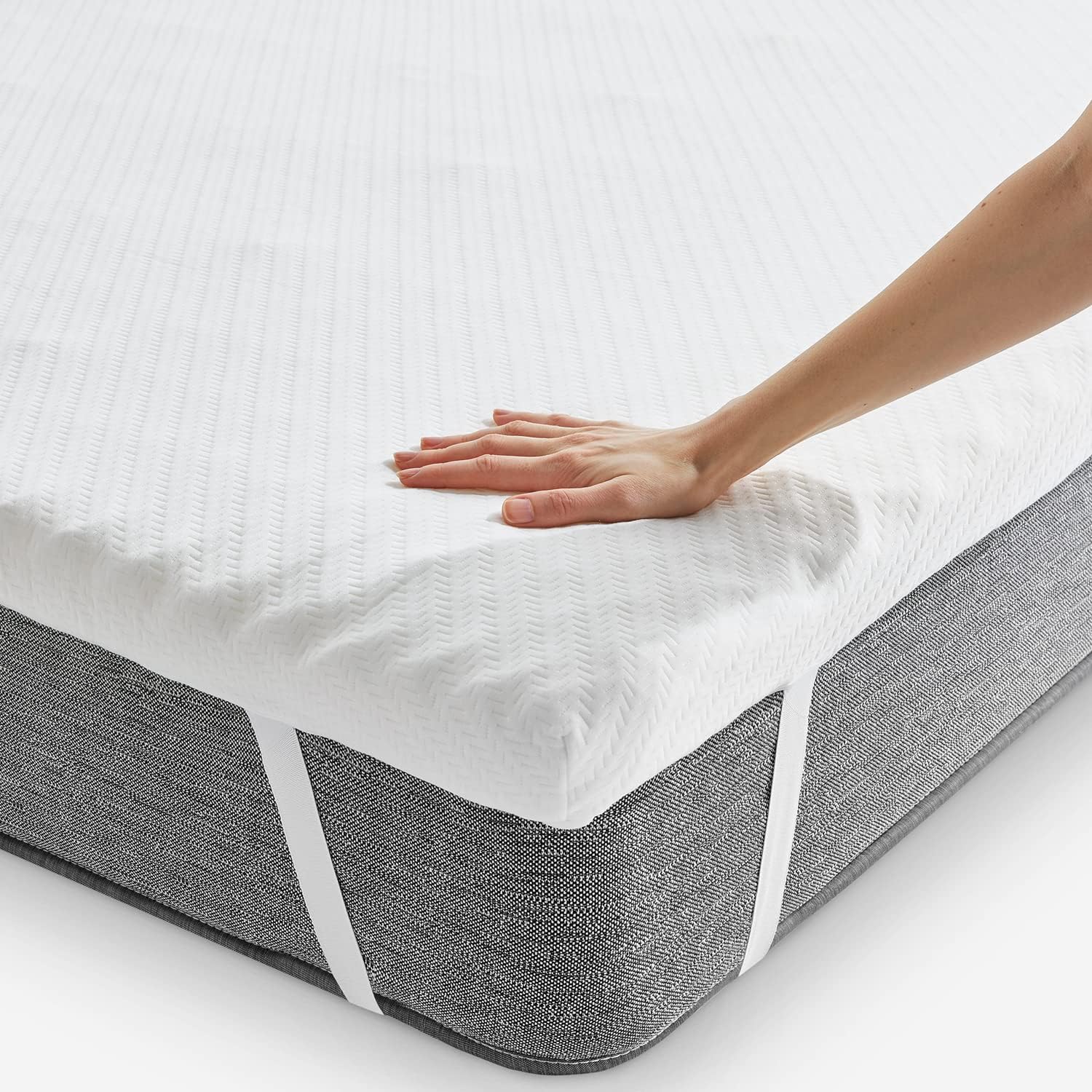 Home - Surmatelas Memoire de Forme de Hôtel - Couvre Matelas Mousse à Mémoire - Topper de 7 cm d'Épaisseur, 90 x 200 cm, Respirant et Housse Hypoallergénique Lavable - Multizones