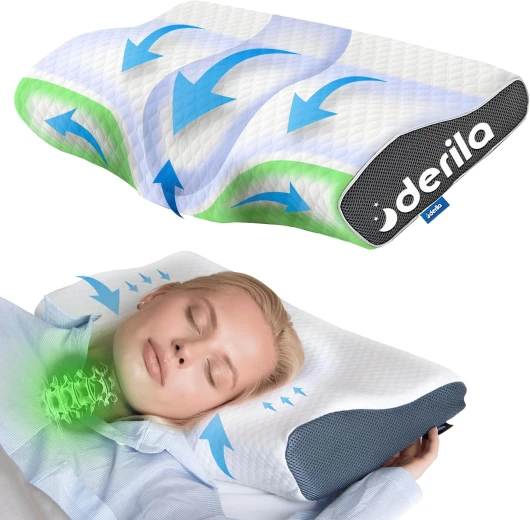 Derila Oreiller Mémoire de Forme Queensize (Pack de 1) - Coussin Mémoire de Forme pour Dormeurs Latéraux, Dorsaux et sur Le Ventre