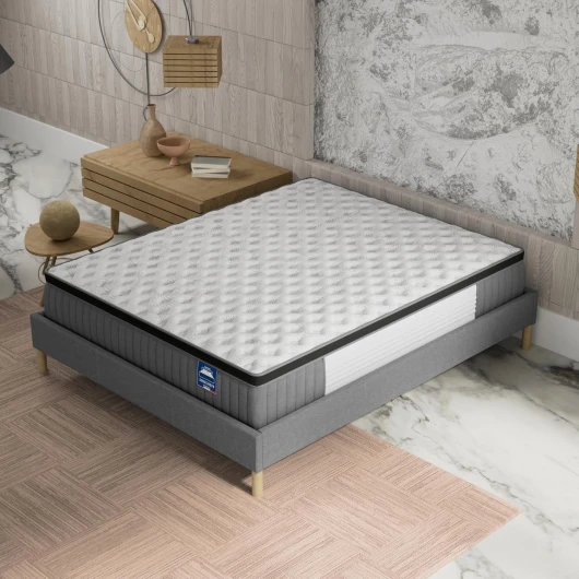 Matelas Elekctra 140x190cm-Hybride:Ressorts ensachés+Mousse Mémoire de Forme-Épaisseur 30cm-Soutien Tonique Parfait & indépendance de Couchage-Label SANITIZED(Anti bactérien/acarien)