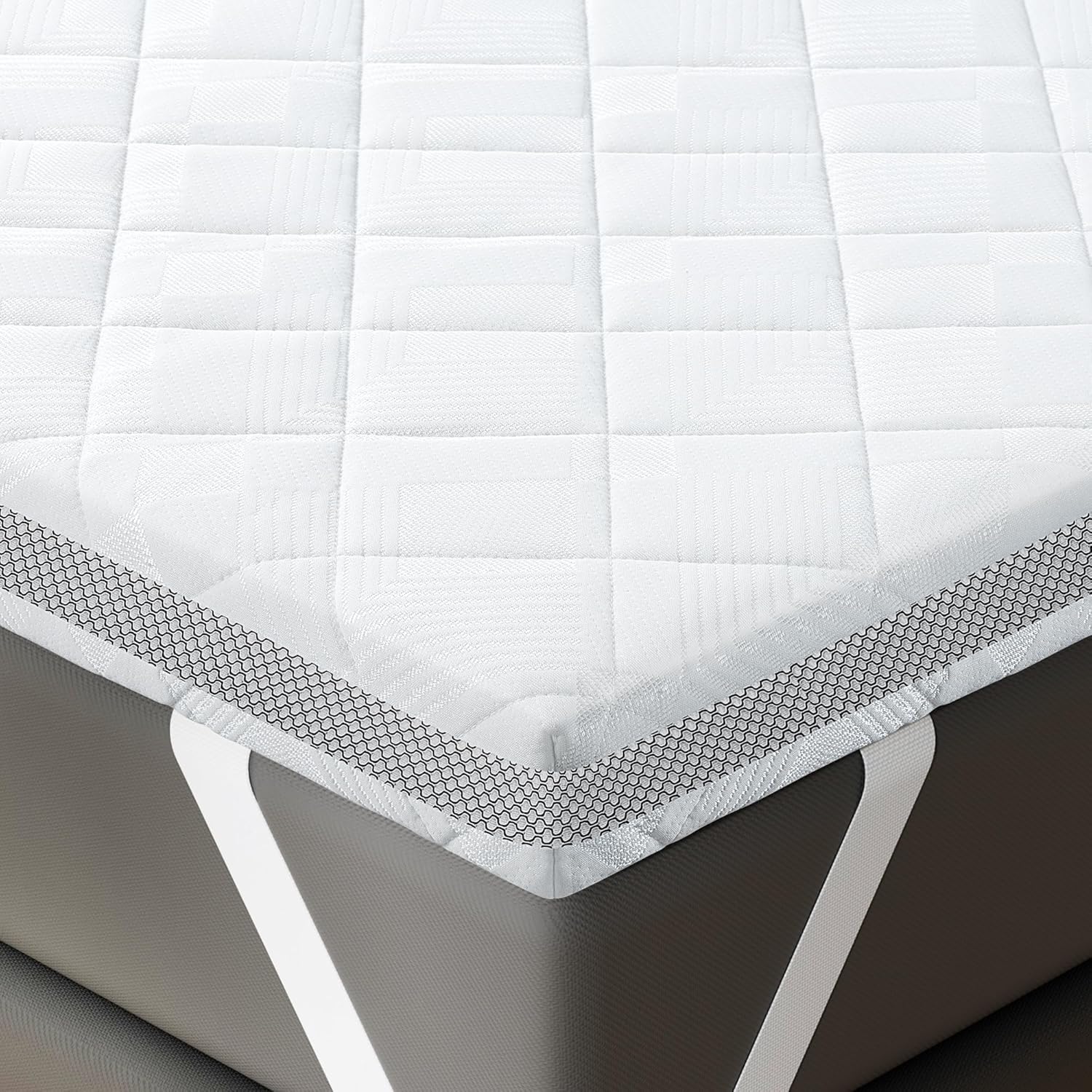 Surmatelas 90x190 cm en Mousse Gel Injectée de 7,5 cm, Housse 3D Respirante Épaisse - Améliore Le Confort des Lits et Canapés-Lits Inconfortables