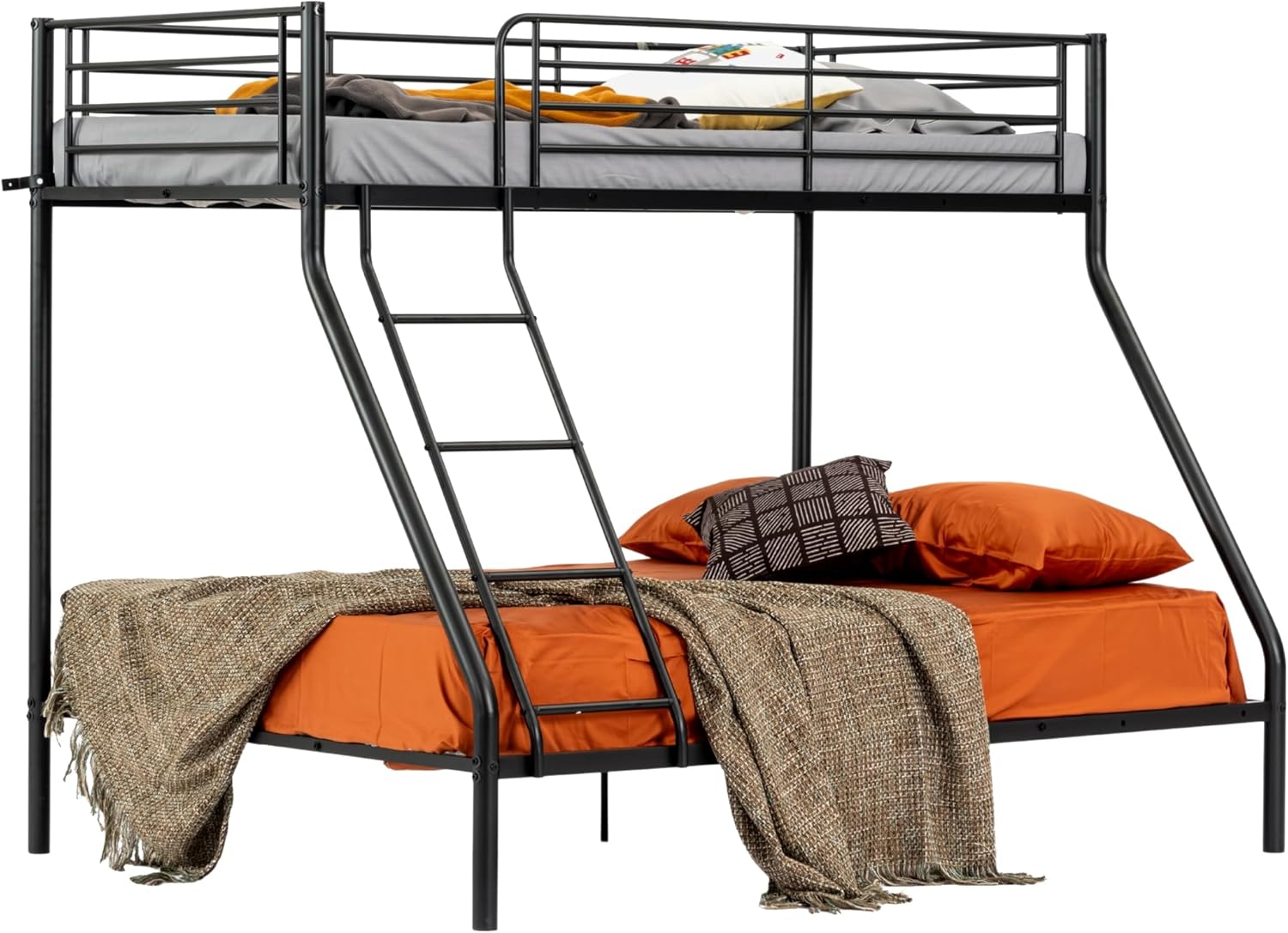 Lit superposé 3 Personnes Cadre de Lits 90 & 140x190cm en métal pour Enfant Chambre à Coucher Maison