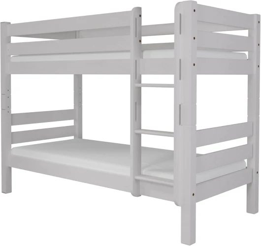 Fornera F25 Lit superposé en bois de hêtre massif, lit superposé (lit superposé sans glisser, laqué blanc), Etagenbett ohne Rutsch