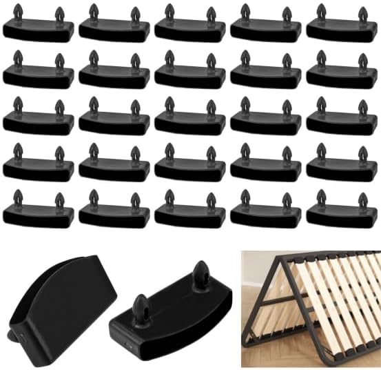 Kigniote Lot de 30 Embouts Lattes pour Sommier, Support Lattes pour Sommier Capuchons de Remplacement Embout Latte Sommier Accessoires de Connexion pour Sommier à Lattes Noir - 5,5 x 2 x 1 cm