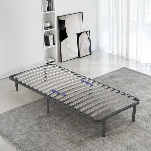 Sommier Essentiel 90x200 cm - Résistant et Confortable - Pieds Inclus - Lattes réglables - Cadre métal laqué époxy - Sommier 1 Personne- Montage Rapide et Facile