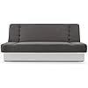 E-MEUBLES Canapé Convertible 3 Places avec Coffre – Clic-Clac avec Rangement - Banquette Lit BZ 2 Places – Sofa Bed en Tissu – Cyprus (Gris foncé + Blanc)