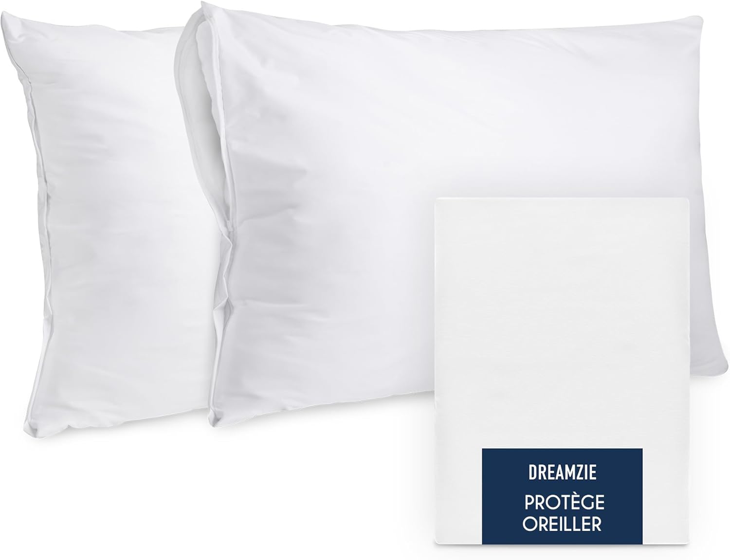 Protège Oreiller 50x75 cm - Lot de 2 - Imperméable et Oeko-TEX - Housse Oreiller avec Fermeture Éclair