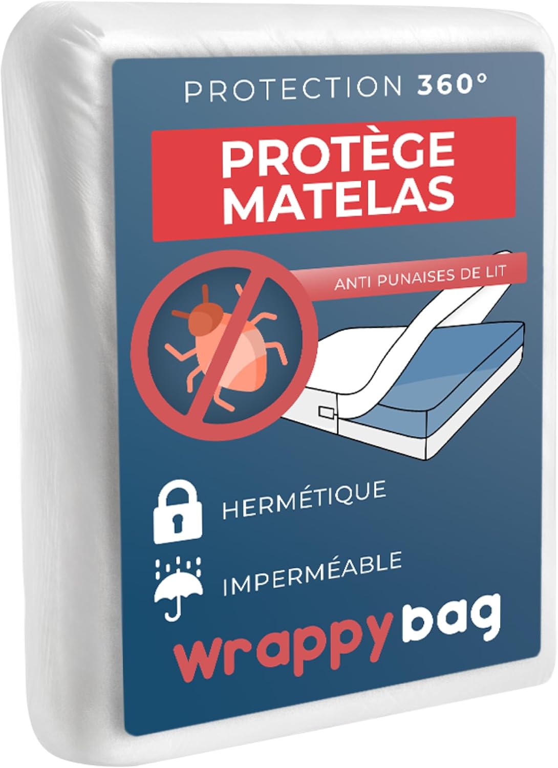 Housse de Matelas Imperméable Intégrale Anti-Punaise de Lit & Acarien – Alèse Protège Matelas sans Traitement Chimique – pour Matelas 90x190 – 15 Tailles et hauteurs Disponibles