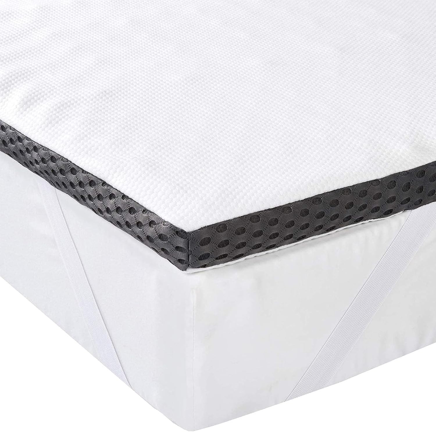 Surmatelas de Mousse à Mémoire de Forme avec Sangles, 90 x 200 x 4 cm, Blanc