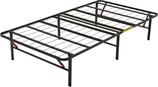 Cadre de lit pliable avec plateforme - Montage sans outil, Rangement sous le lit, Noir, 90 x 200 x 35.5 cm