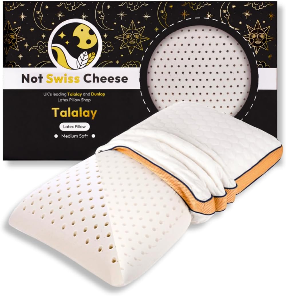 Not Swiss Cheese Oreiller Premium en Latex Talalay - Confort Luxueux Plus Doux Que Dunlop, 100% Latex Naturel Oreillers France - Soulagement de la Pression Cervicale, Oreiller Moyenne Douce
