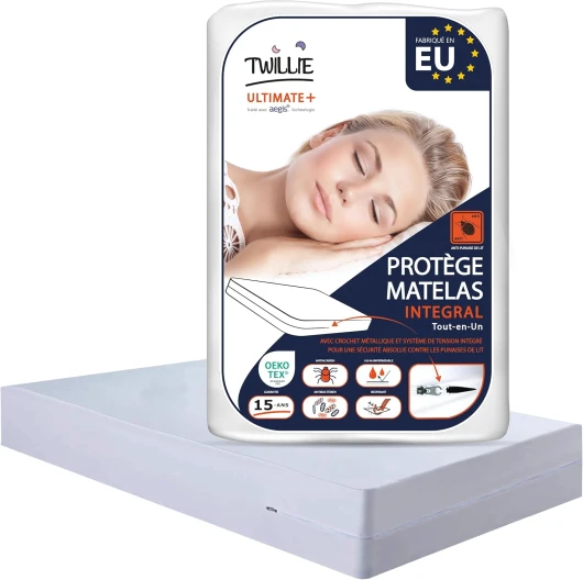 Housse de Matelas Intégrale 130x190x25 cm Imperméable - Qualité Supérieure - Anti Punaise de lit – Oeko-TEX® Protège-Matelas Traitement AEGIS® Anti-acarien, bactérien – Alèse Fabriqué en EU 130 x 190 x 25