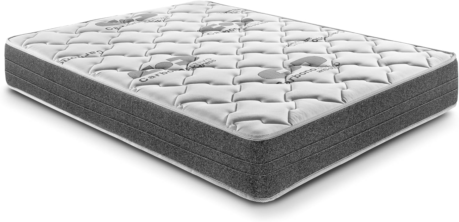 El Almacen Del Colchon - Matelas viscoélastique Modèle Viscocarbono, 160 x 200 x 24, Adaptabilité maximale - Toutes Les mesures, Gris et Blanc 160 x 200 x 24 cm