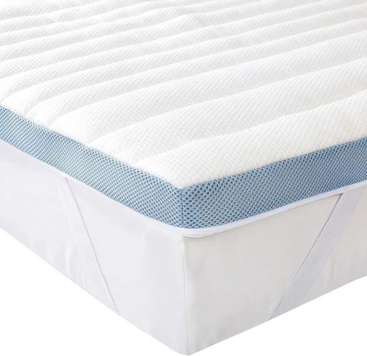 Surmatelas de Mousse à Mémoire de Forme avec Sangles, 160 x 200 x 5 cm, Blanc