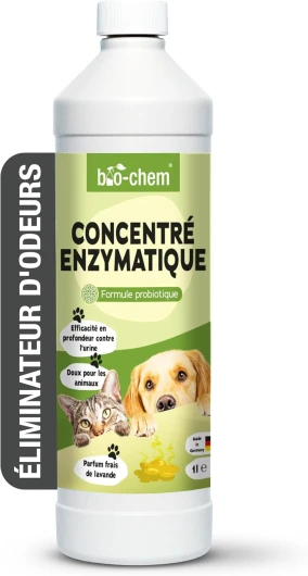 Bio-Chem - Nettoyant enzymatique concentré 1L - Combat les odeurs et traces tenaces - Action probiotique naturelle pour moquettes, tapis, textiles et surfaces