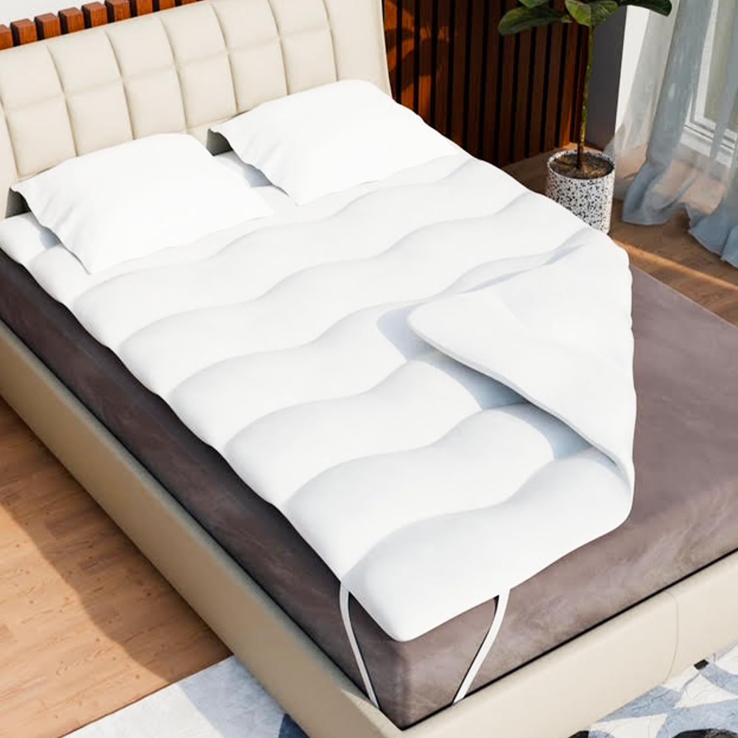 Surmatelas Nuage - 180x200 cm - en Microfibre Hypoallergénique - Respirant et Anti-Acariens - Parfait pour Matelas 2 Places, Clic-Clac et Convertible