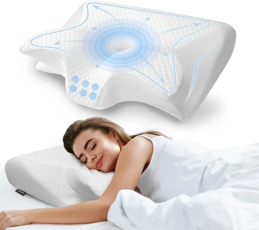 Oreiller Cervical Memory Foam,Oreiller Orthopédique à Mémoire de Forme pour la Nuque,Oreiller Ergonomique Cervical pour Les Dormeurs sur Le Côté, Le Dos et Le Ventre 60 x 40 x 11/13cm