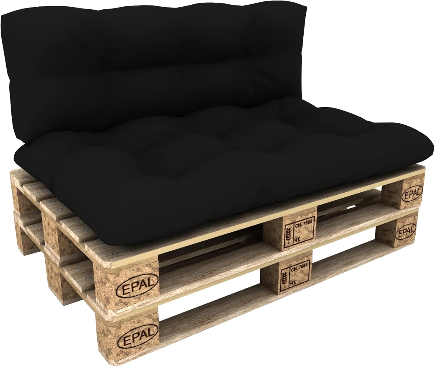 Set de 2 Coussins pour Palettes Euro Imperméable: 1x Assise 120x80cm + 1x Dossier 120x40cm, pour Canapé de Jardin, sans Palette, Anthracite