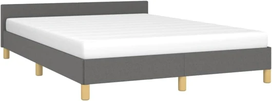Cadre de Lit avec Tête de Lit Sommier à Lattes Lit Rembourré Cadre à Lattes Lit Double Adulte Chambre Intérieur Gris Foncé 140x190 cm Tissu
