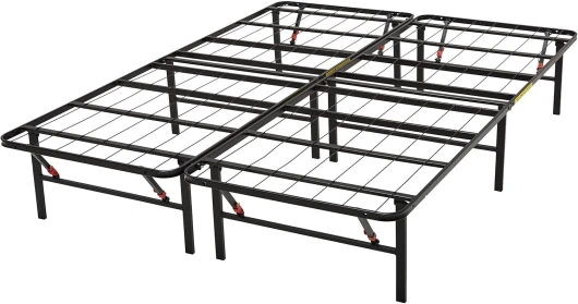 Cadre de lit pliable - Montage sans outil - Rangement sous le lit, Lit simple, 135 x 190 cm, 35.5H cm, Noir