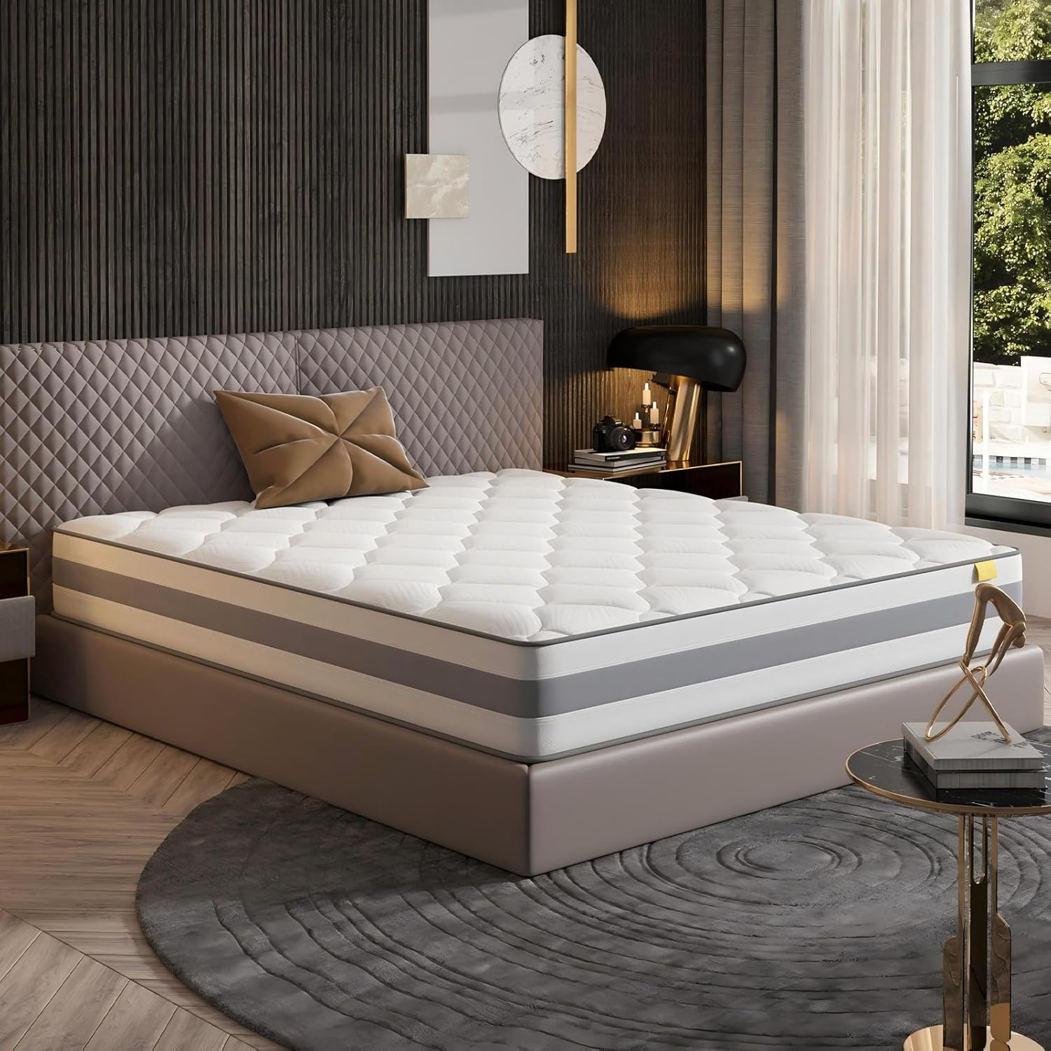 Matelas140x190 cm, Matelas à Ressorts ensachés, Hauteur de 25 cm, Soutien en 7 Zones, Design Ergonomique,Durable, réversible, fermeté Moyenne (H3/H4)