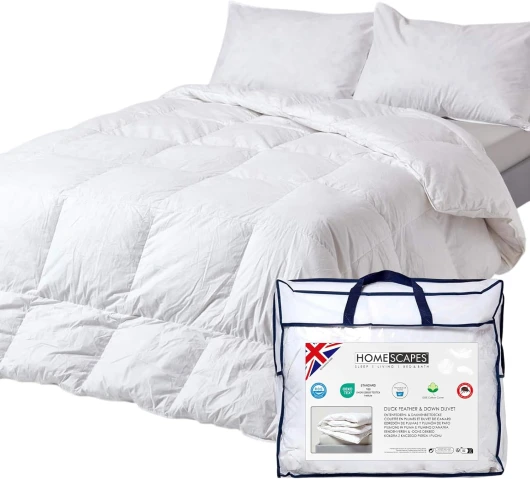 Couette Hiver 230x220 cm, Couette Chaude en Plumes et Duvet de Canard, 13.5 Tog
