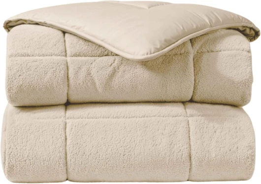 Zelesta Teddybed Couette 4 Saisons - Teddy Linge de lit, Couette d'hiver et Couette d'été - Couette Lavable sans Housse - Couette hypoallergénique - Couette Moelleuse (Crème, 240x200 Cm)