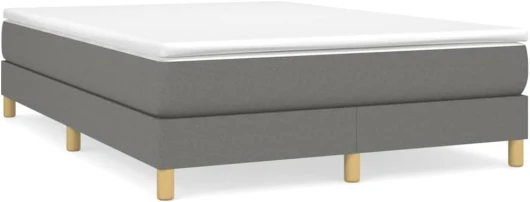 Cadre de Lit Rembourré Double avec Sommier à Lattes, Moderne, Gris Foncé 140x200 cm Tissu 25 cm / 140 x 200 cm Gris Foncé