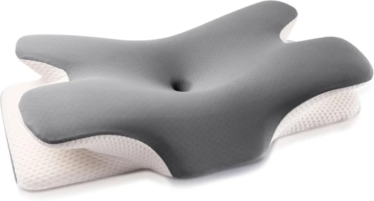 MULISOFT Oreiller en mousse à mémoire de forme, confortable, coussin de soutien du cou, oreiller ergonomique pour dormeur latéral (gris)