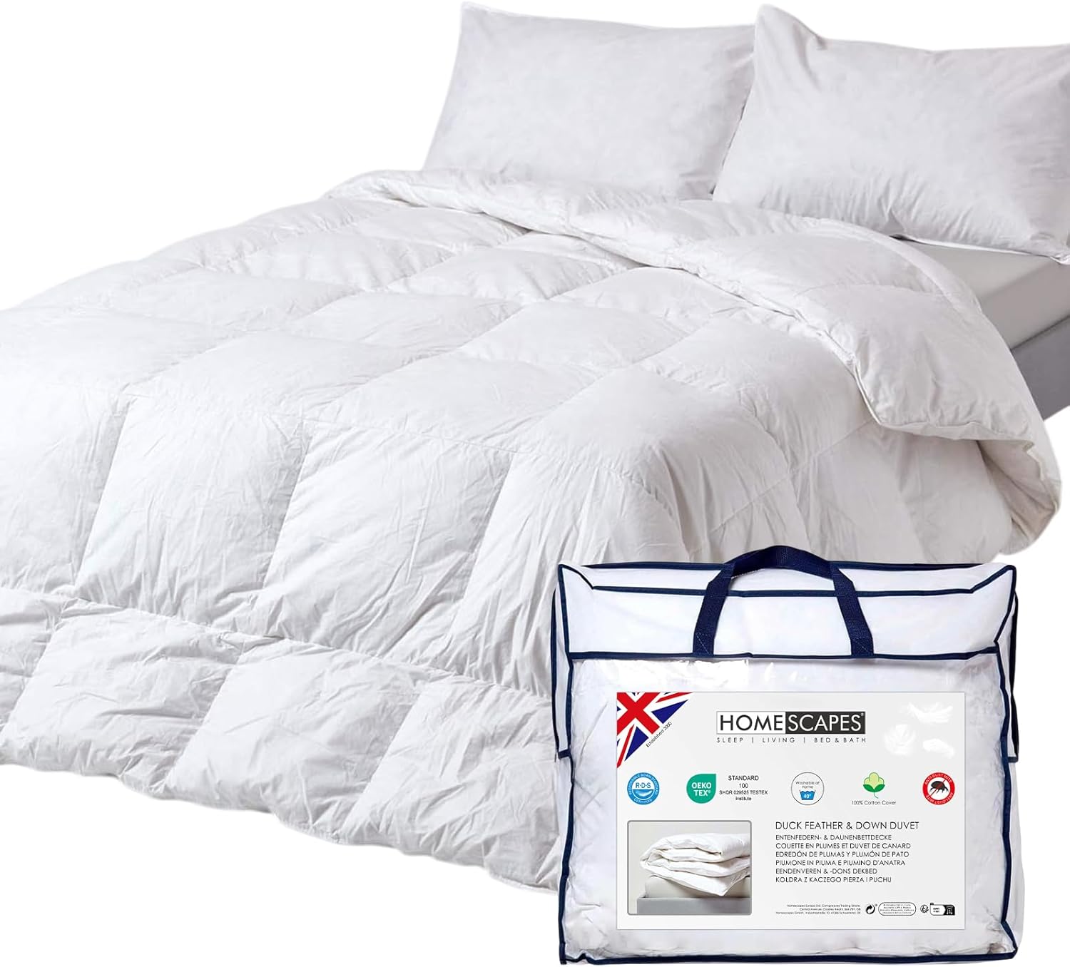 Couette Hiver 135x200 cm, Couette Chaude en Plumes et Duvet de Canard, 13.5 Tog