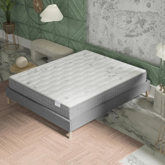 November- Matelas Galice 200 x 200cm - 25cm - Hybrid:Ressorts ensachés+Mousse Mémoire de Forme -Soutien Tonique & indépendance de Couchage - Label SANITIZED(Anti bactérien/acarien)